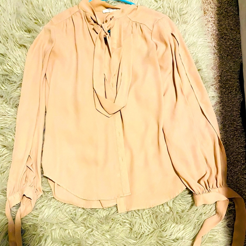 Nude blouse size Small it’s open on both arms with ties around the wrist